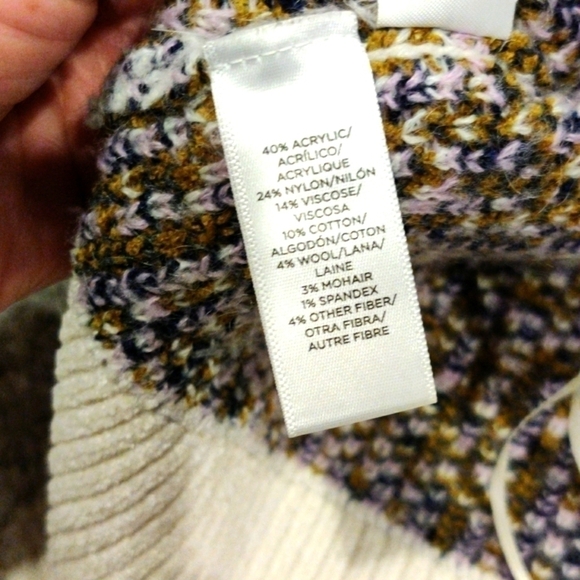 Ann Taylor Loft wool/mohair floral boat neck sweater S - Picture 7 of 7